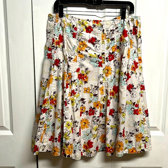 CAbi Dresses & Skirts - Cabi Bone White With Multi Color Floral Print Flare Midi Skirt Size 12